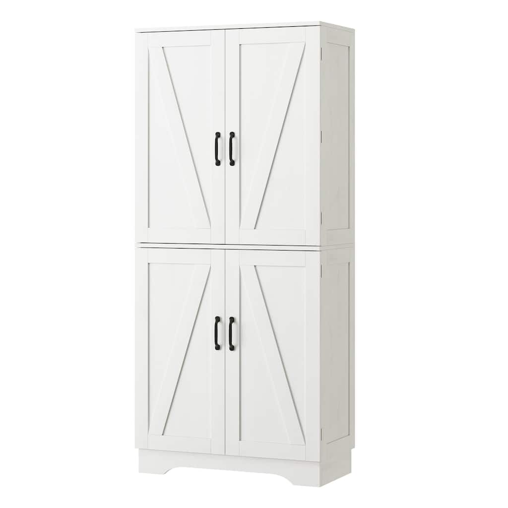 Versatile Kitchen Storage Freestanding Pantry Cabinet with Adjustable Shelves and Dedicated Wine Rack