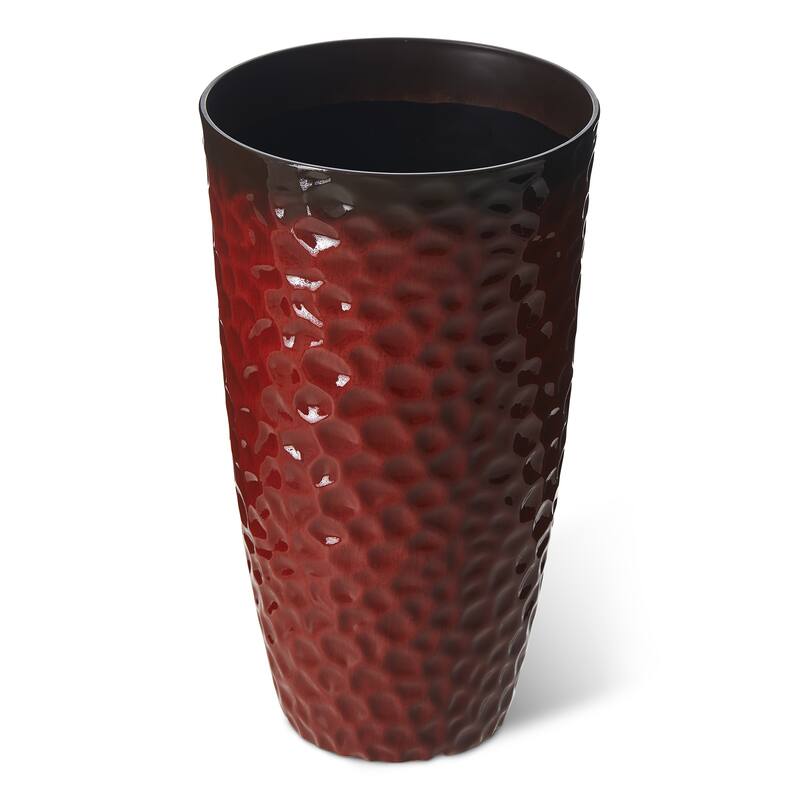 Glitzhome Set of 2 Oversized Tall Planter Honeycomb Textured Gradient Cobalt Blue Garden Plant Pots with Drainage Holes