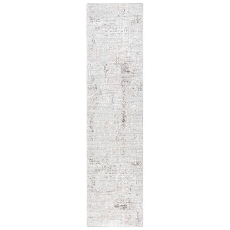 SAFAVIEH Parker Denise Glam Abstract Rug - 2' x 8' Runner - Light Grey/Ivory Grey