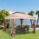 preview thumbnail 1 of 34, Outsunny 11' x 11' Pop Up Gazebo Canopy with 2-Tier Soft Top, and Removable Zipper Netting, Event Tent with Storage Bag Khaki