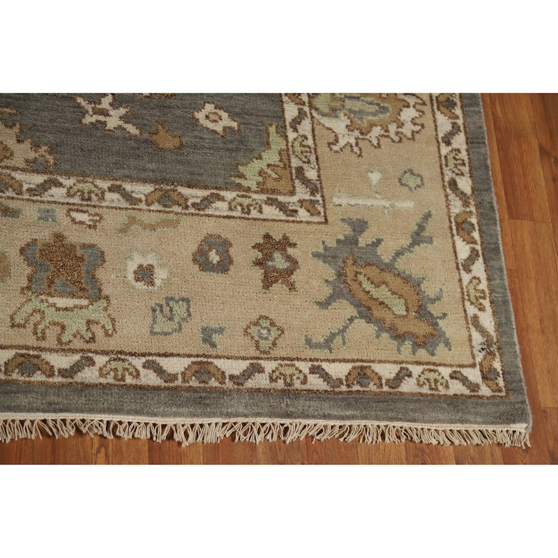 Gray Oushak Indian Area Rug Handmade Wool Carpet - 8'3" x 10'0"