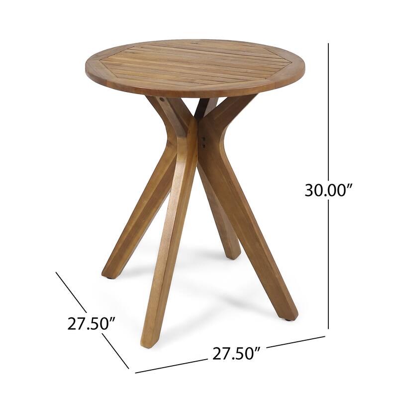 Acacia Wood Outdoor Bistro Table 27 Inch Square Teak Patio Table with X-Base