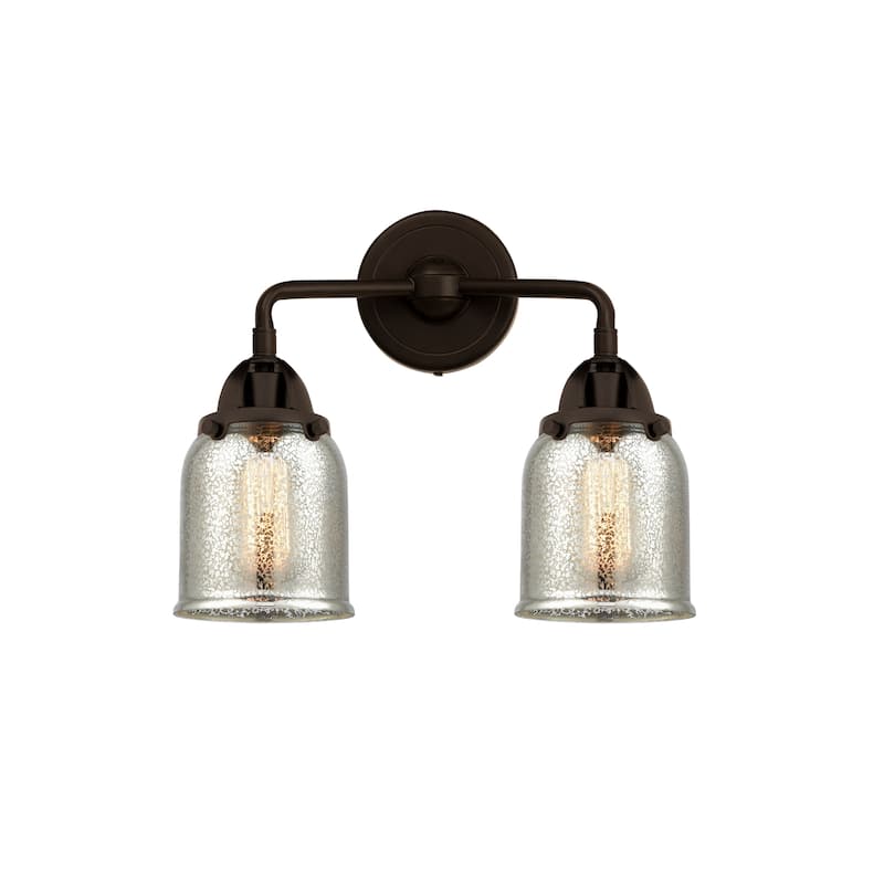 Innovations Lighting Nouveau 2 Bell - 2 Light 13" Bath Vanity Light - Silver Plated Mercury/Oil Rubbed Bronze