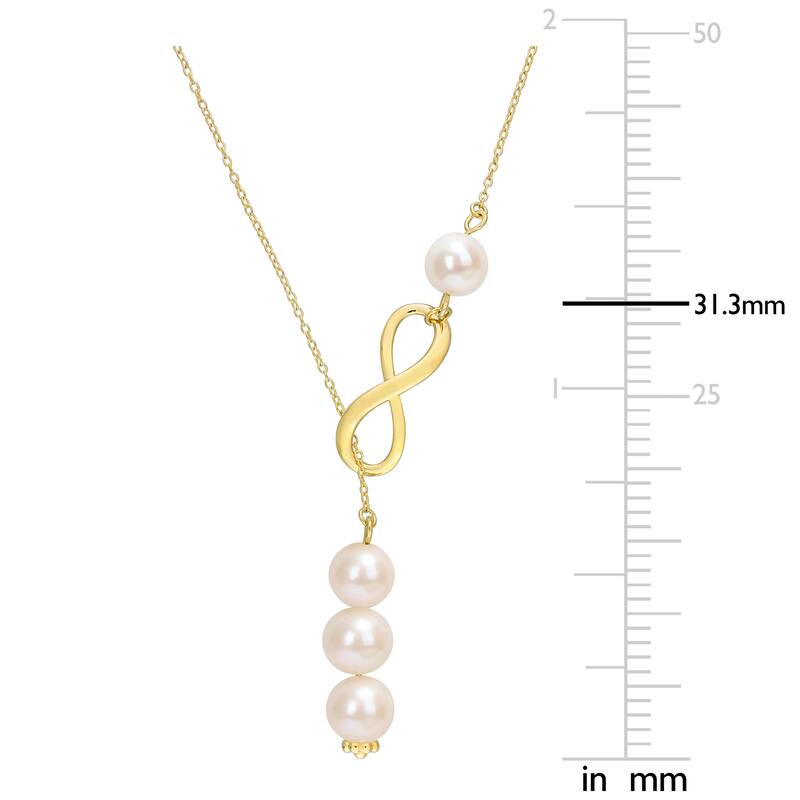 Miadora Freshwater Cultured Pearl Infinity Lariat Necklace in 18k Yellow Gold Plated Sterling Silver