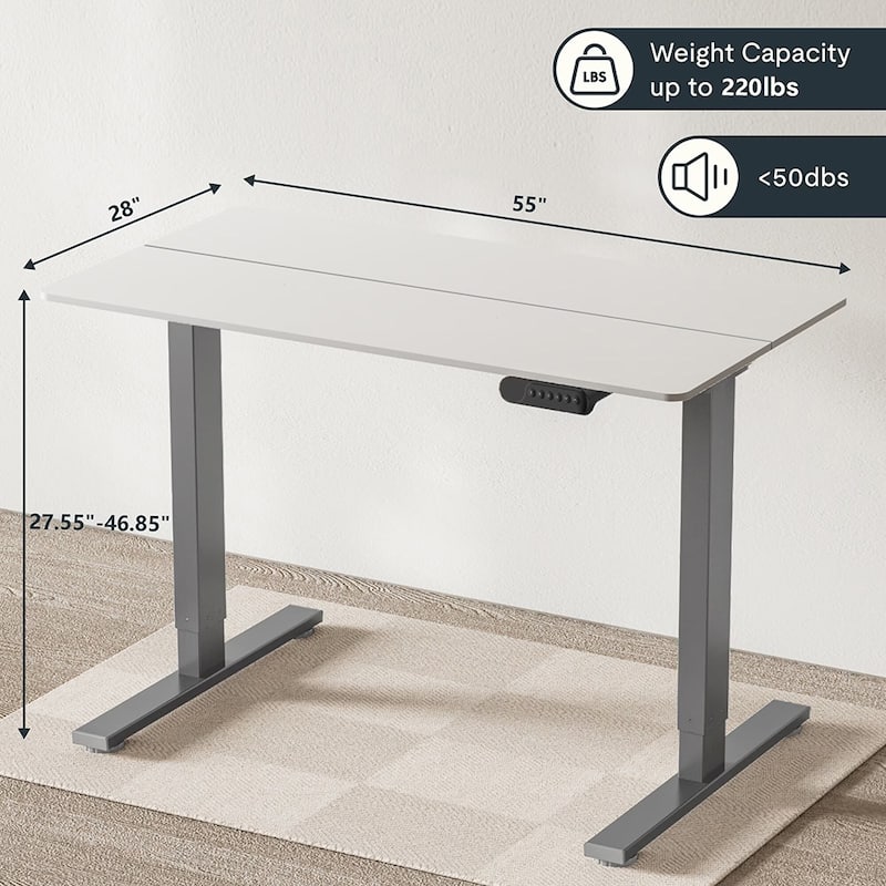 Electric Dual Motor Standing Desk, Adjustable 55x28-inch Workstation