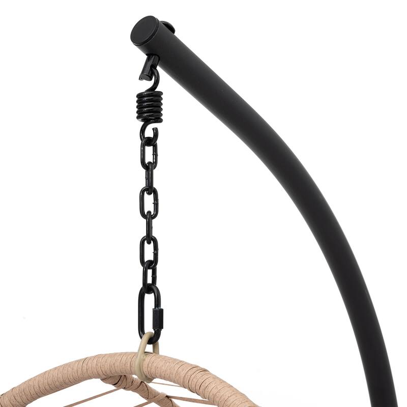 Outdoor Indoor Swing Egg Chair with Antracite Color Cushion And Black Color Base