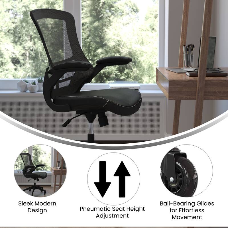 Ergonomic Swivel Task Chair with Roller Wheels & Flip Up Arms