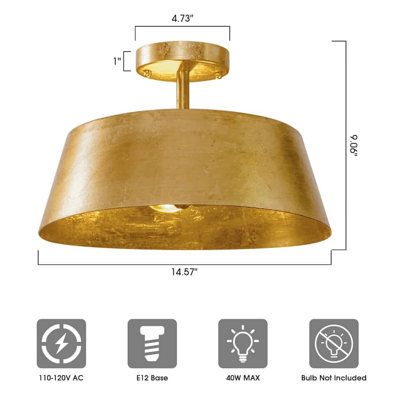 3-Light Vintage Dimmable Gold Modern Urban Drum Semi-Flush Ceiling Light