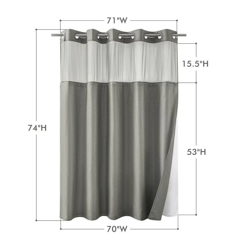 No Hook Embossed Shower Curtain with Snap-in Liner
