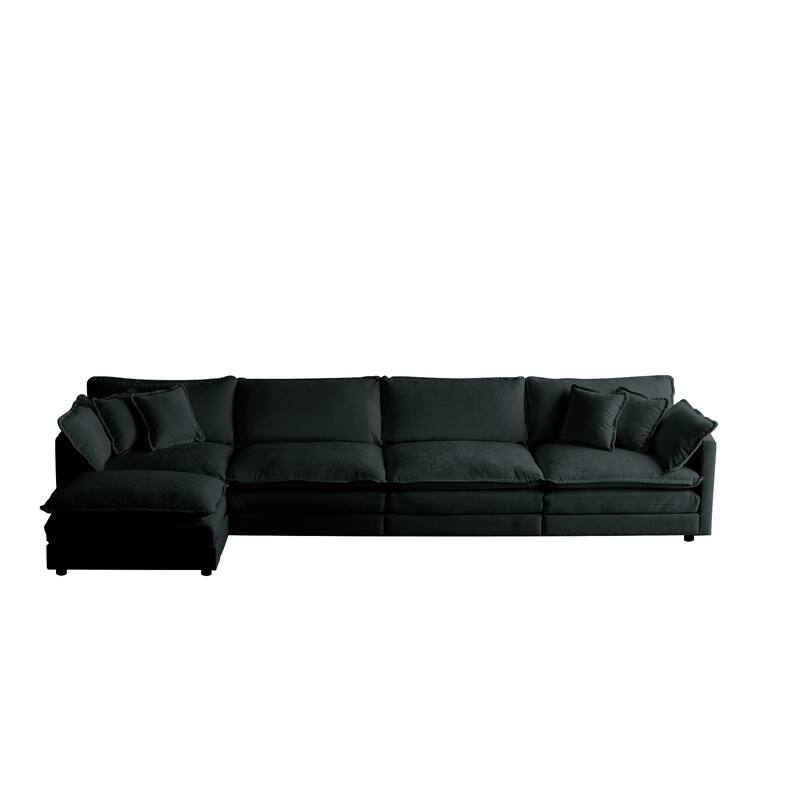 GDFStudio - Crisp Chenille Sectional Sofa with 1 Ottoman