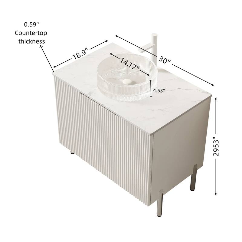 30" Freestanding Bathroom Vanity with Vessel Round Basin