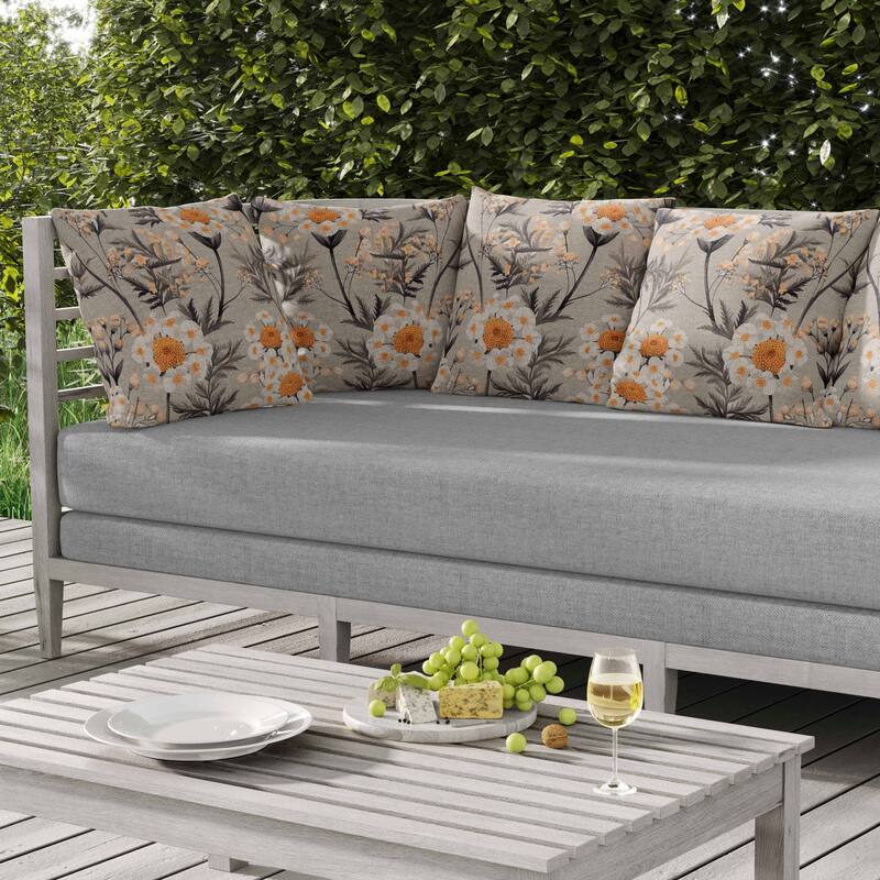 Millefolium Harmony Indoor/Outdoor Reversible Throw Pillow Grey and Orange