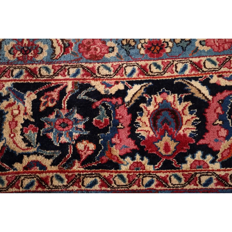 Floral Mashad Large Antique Persian Area Rug Handmade Wool Carpet - 9'6" x 16'4"