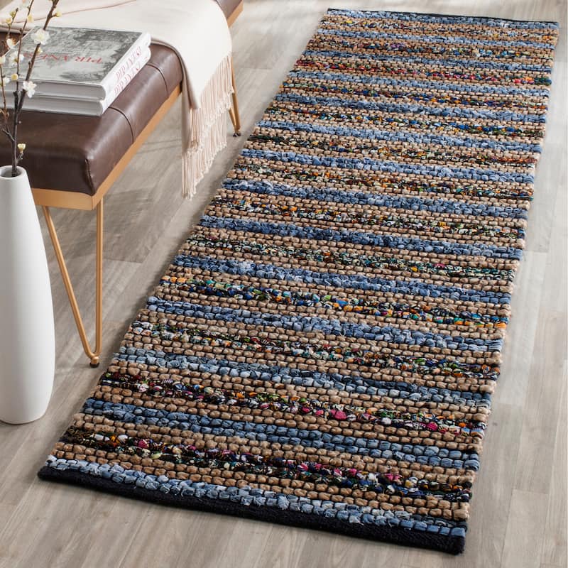 SAFAVIEH Handmade Cape Cod Keiko Bohemian Jute Rug - 2'3" x 10' Runner - Blue/Multi