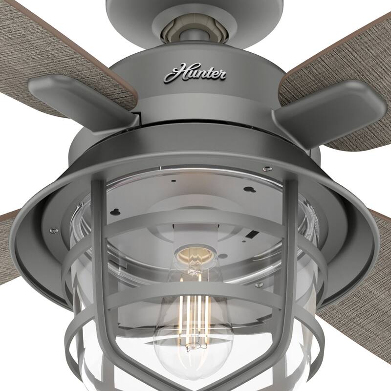 Hunter 52" Port Royale Outdoor Ceiling Fan with LED Light Kit and Handheld Remote, Damp Rated
