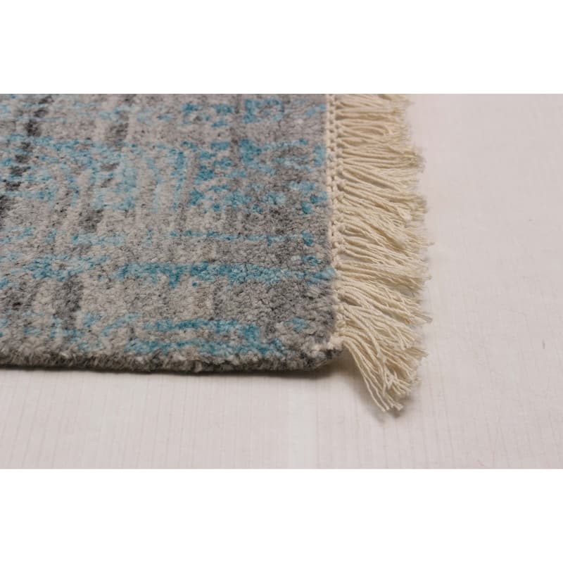 ECARPETGALLERY Hand-knotted Legacy Light Grey Viscose, Wool Rug - 7'10 x 9'8
