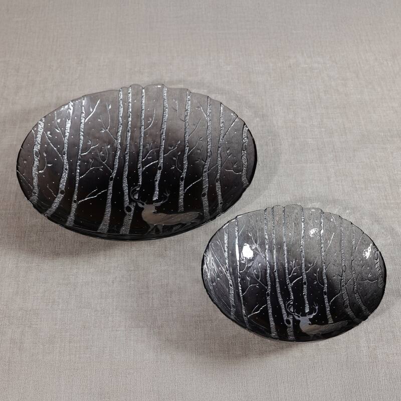Wilderness Large Glass Serving Bowls, Set of 4 - Family Style Serving Bowls