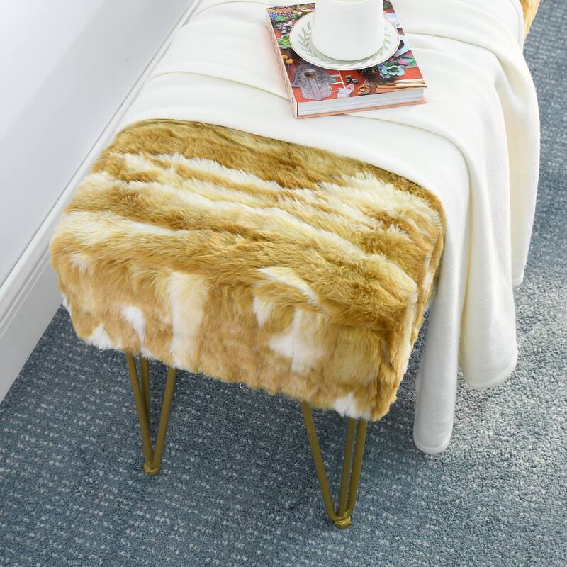 Home Soft Things Soft Fauxfur Ottoman Fuzzy Entryway Bench Seat