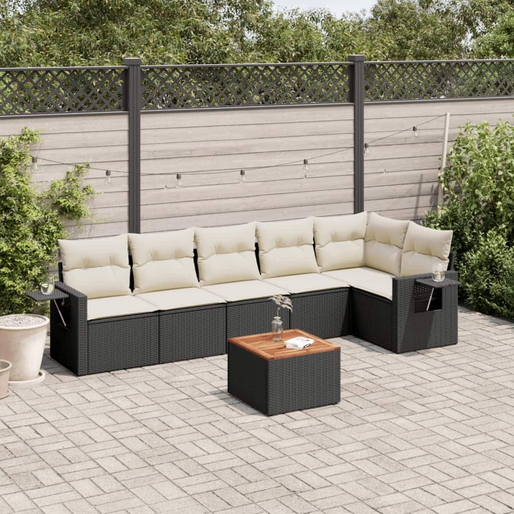 vidaXL Patio Sofa Set with Cushions Outdoor Furniture 7 Piece Poly Rattan