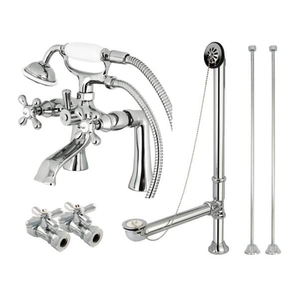slide 2 of 6, Vintage Deck Mount Clawfoot Tub Faucet Package