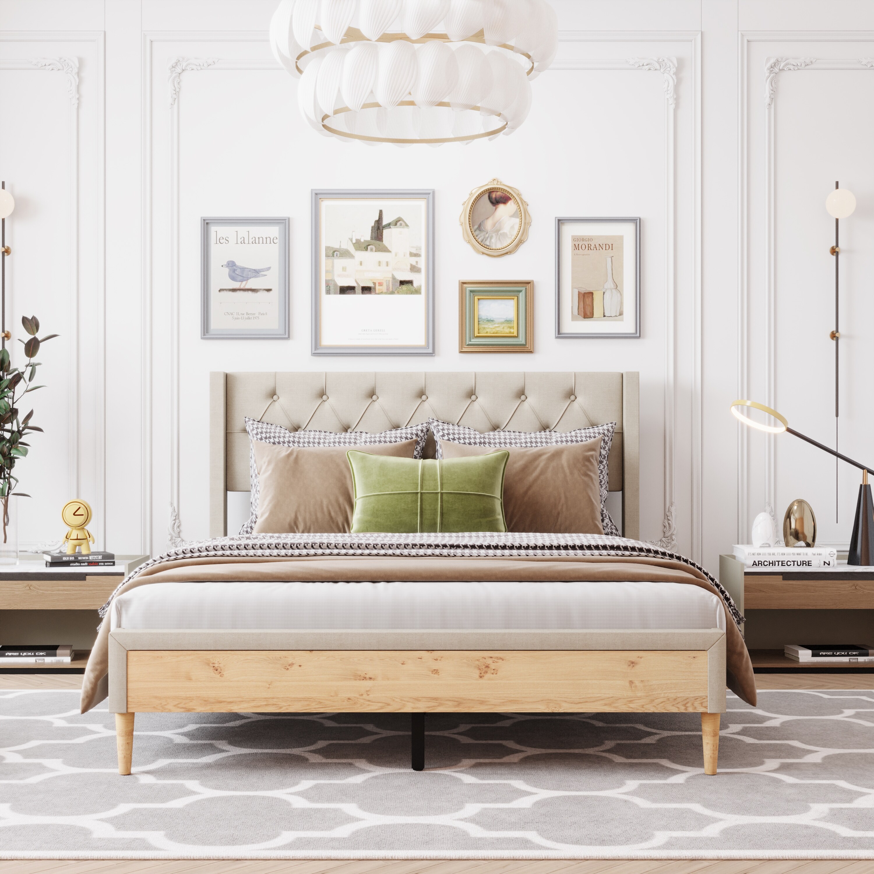 Upholstered queen bed store no box spring