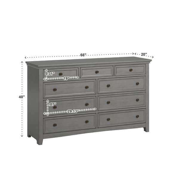 dimension image slide 0 of 2, Ediline 9-Drawer Wood Modular Storage Dresser and Mirror by iNSPIRE Q Classic