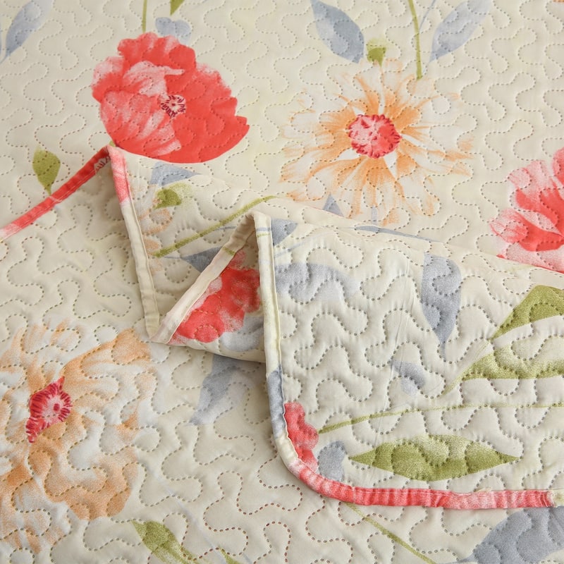 Pink Plaid Patchwork Quilt Set Bedspread