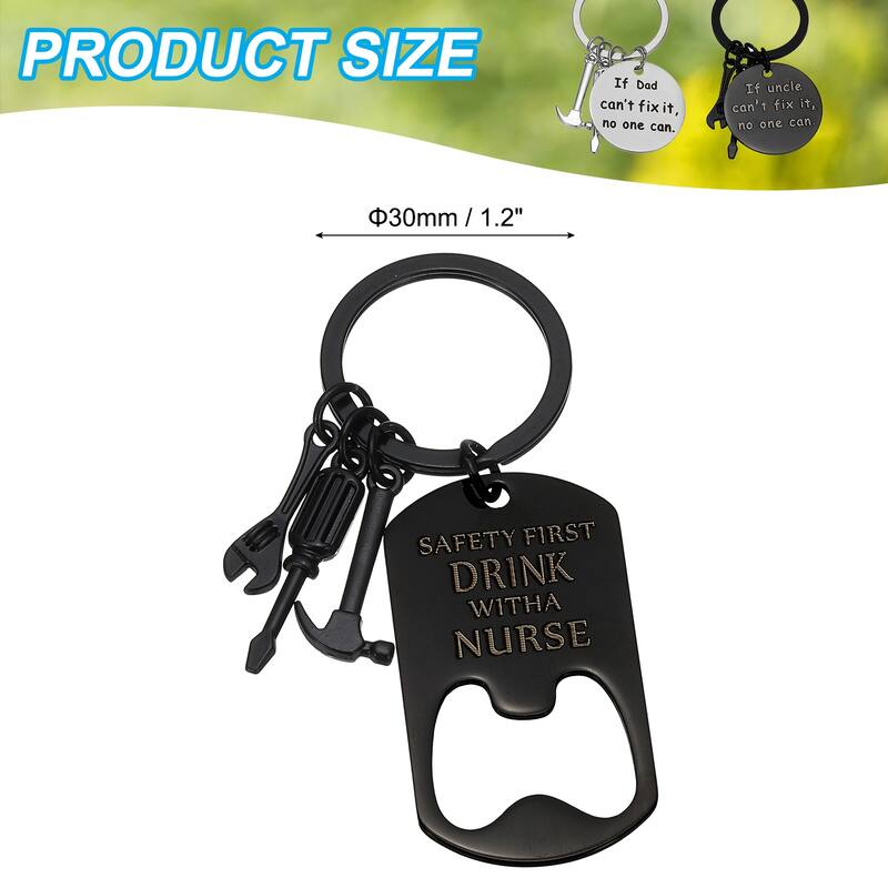 Bottle Opener Keychain Gifts, Safety Tips Style - Black