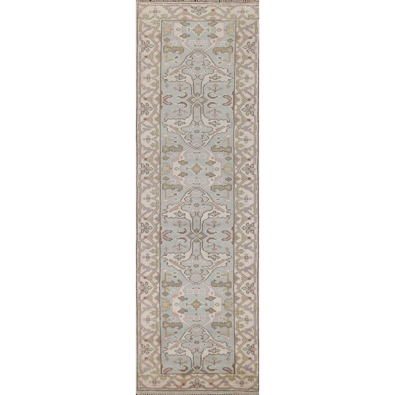 Transitional Oushak Style Runner Rug Hand-knotted Wool Carpet - 2'7"x 10'0"
