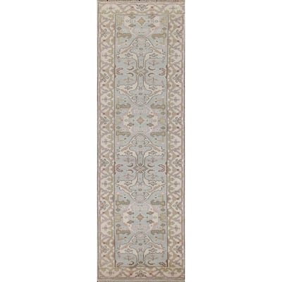 Transitional Oushak Style Runner Rug Hand-knotted Wool Carpet - 2'7"x 10'0"