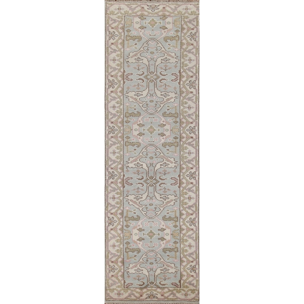 Transitional Oushak Style Runner Rug Hand-knotted Wool Carpet - 2'7"x 10'0"