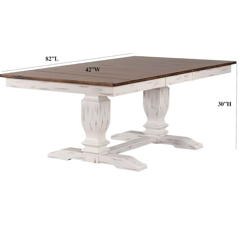 Double Transitional Pedestal Distressed White 5-Piece Set
