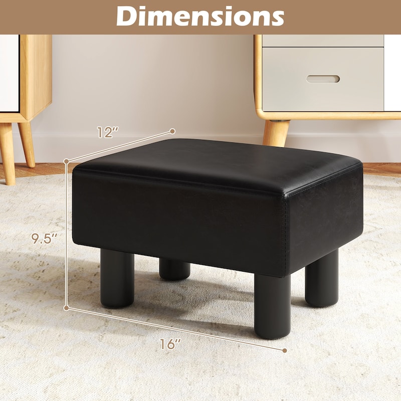 Gymax PU Leather Ottoman Rectangular Footrest Small Stool - See Details