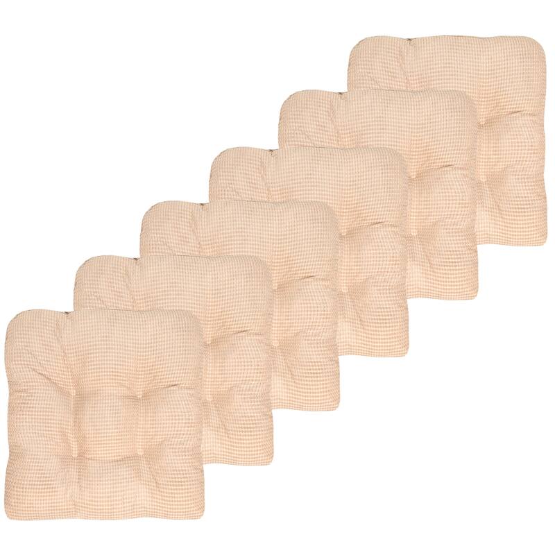 Sweet Home Collection Fluffy Memory Foam Tufted Chair Cushion Non Slip Microdot Rubber Back