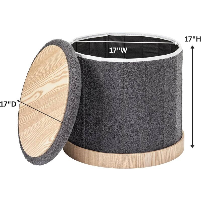 Aria Home Teddy Fabric Ottoman Coffee Table with Hidden Storage