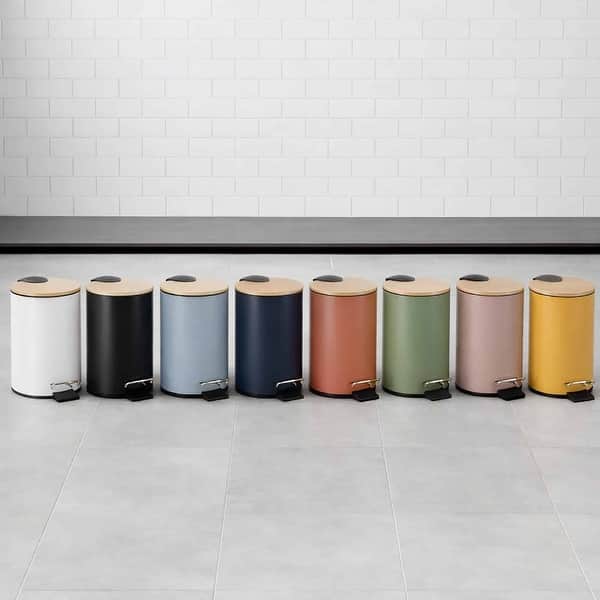 slide 2 of 81, Stylish Trash Can with Bamboo Lid and Pedal, 2.5L Capacity - 9.2" H x 8" L x 8" W