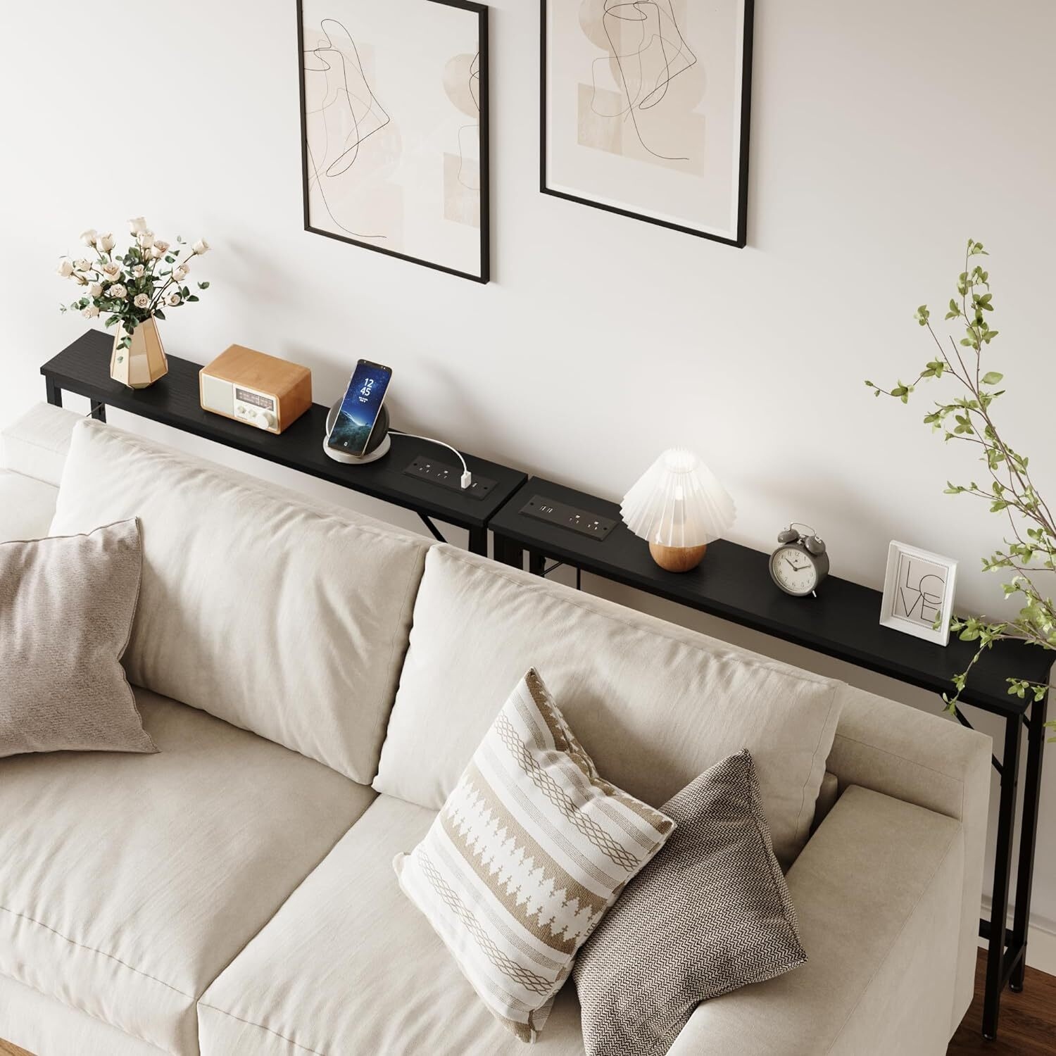 Narrow console table behind sofa sale