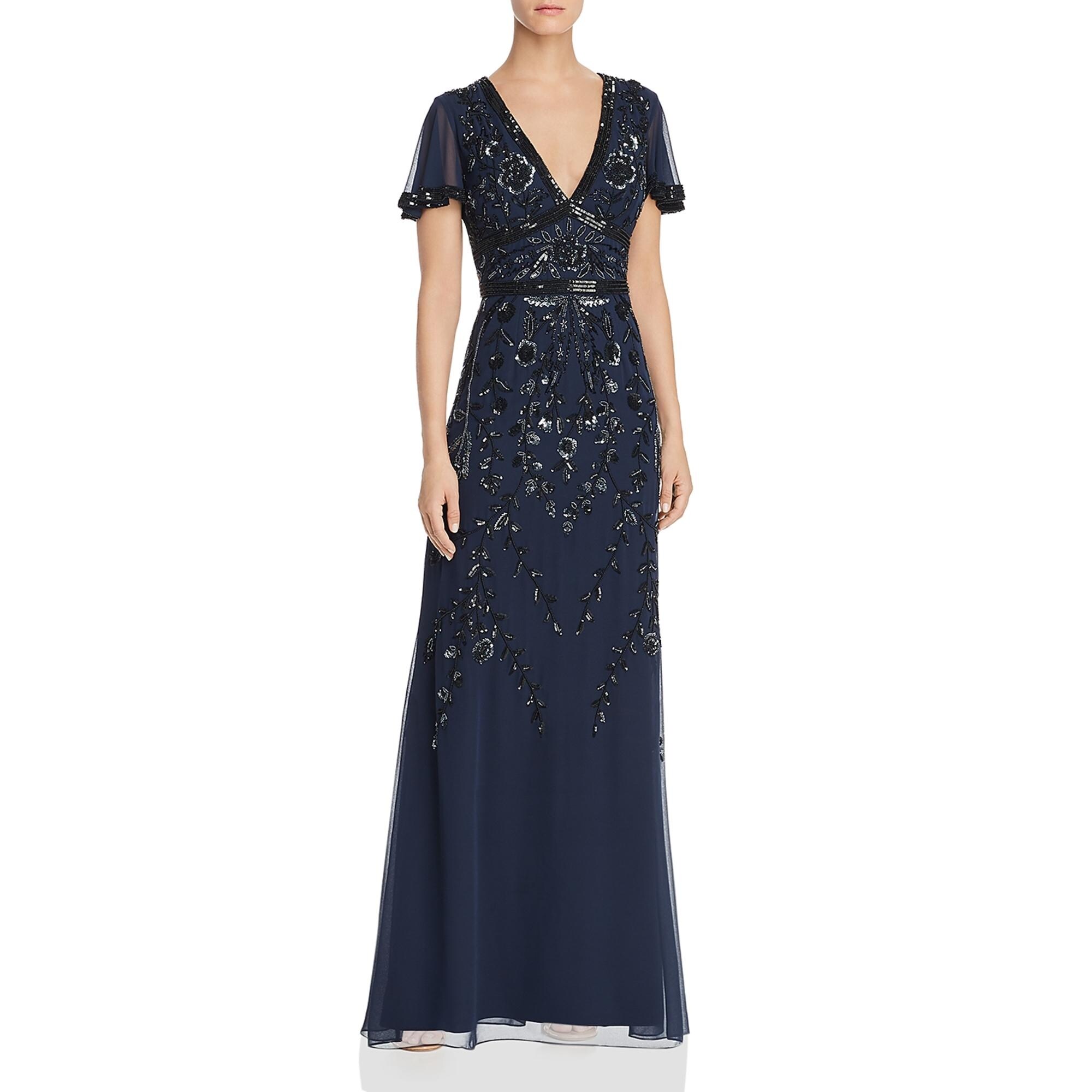 Shop Aidan By Aidan Mattox Women S Floral Beaded Full Length Beaded Gown Overstock 30091385