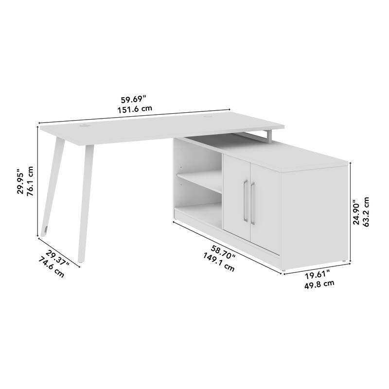 Bush Business Furniture Vista 60W L Shaped Desk with Storage Cabinet