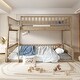 preview thumbnail 10 of 15, Solid Pine Wood Full XL Over Queen Bunk Bed with Ladder & Guardrails