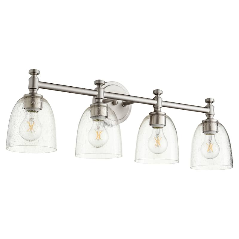 Quorum International Rossington 4 Light 30" Wide Vanity Light - Satin Nickel / Clear Seeded
