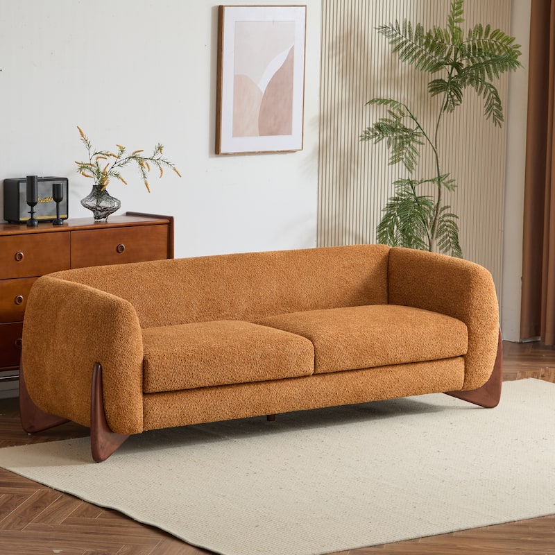 Alma Upholstered Boucle 3-Seat Sofa by Christopher Knight Home - Caramel