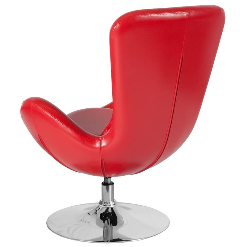 LeatherSoft Swivel Side Reception Chair with Bowed Seat