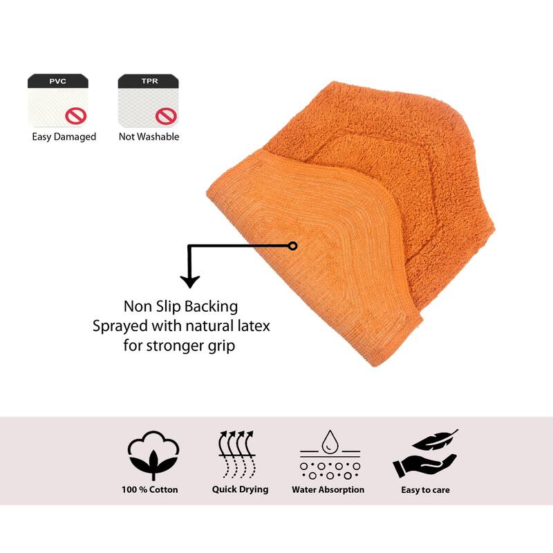 Waterford Collection 100% Cotton Non-Slip Bathroom Rug Set, Machine Washable Bath Rug, 5 Piece Bath Mat Set with Contour