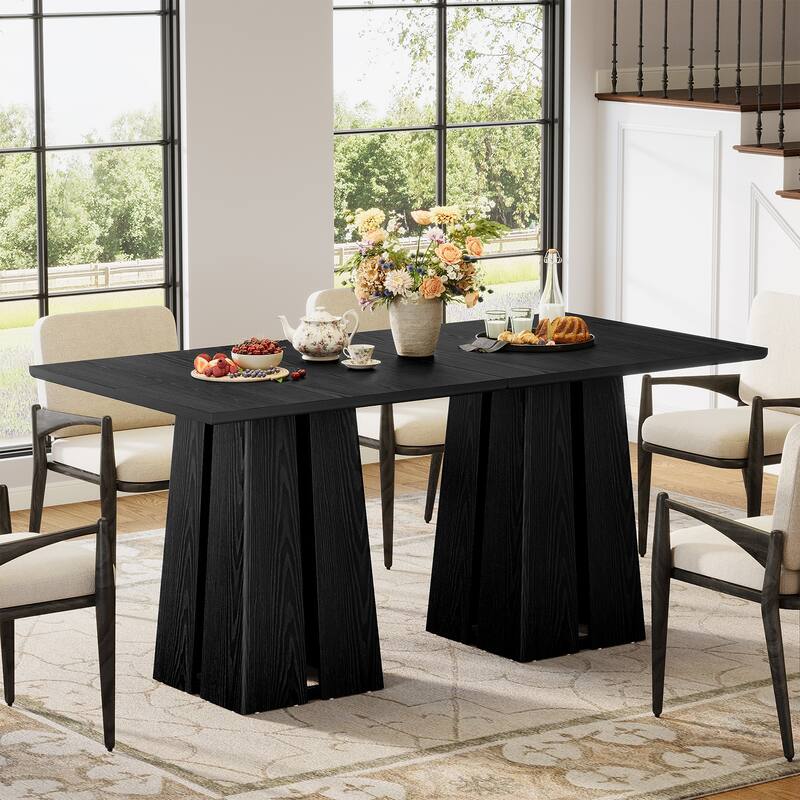 31.5'' Rustic Wooden Square Dining Table with Pedestal Base - 31.5 Inch