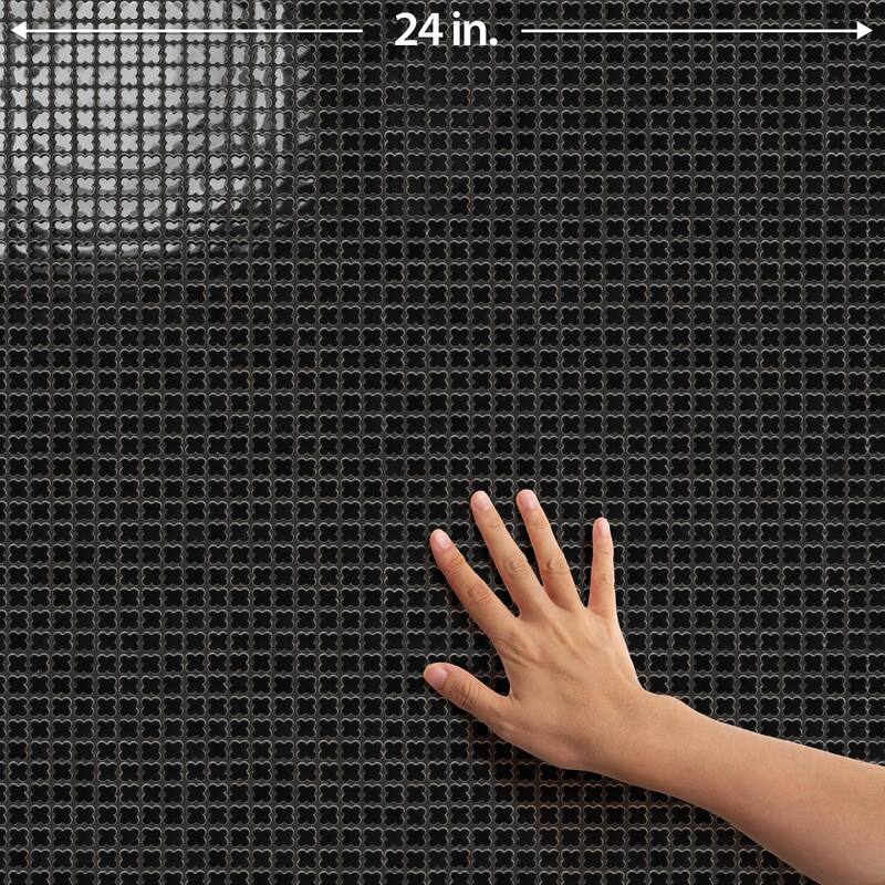 Merola Tile Fioretti Glossy Black 12" x 12" Porcelain Mosaic Floor and Wall Tile