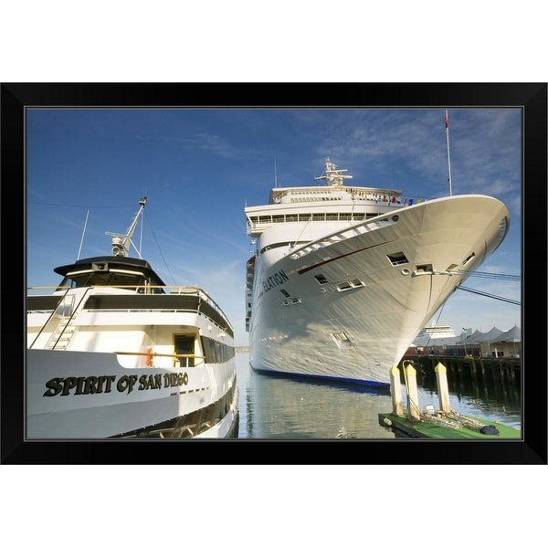 "Carnival Elation cruise ship and Spirit of San Diego excursion yacht" Black Framed Print