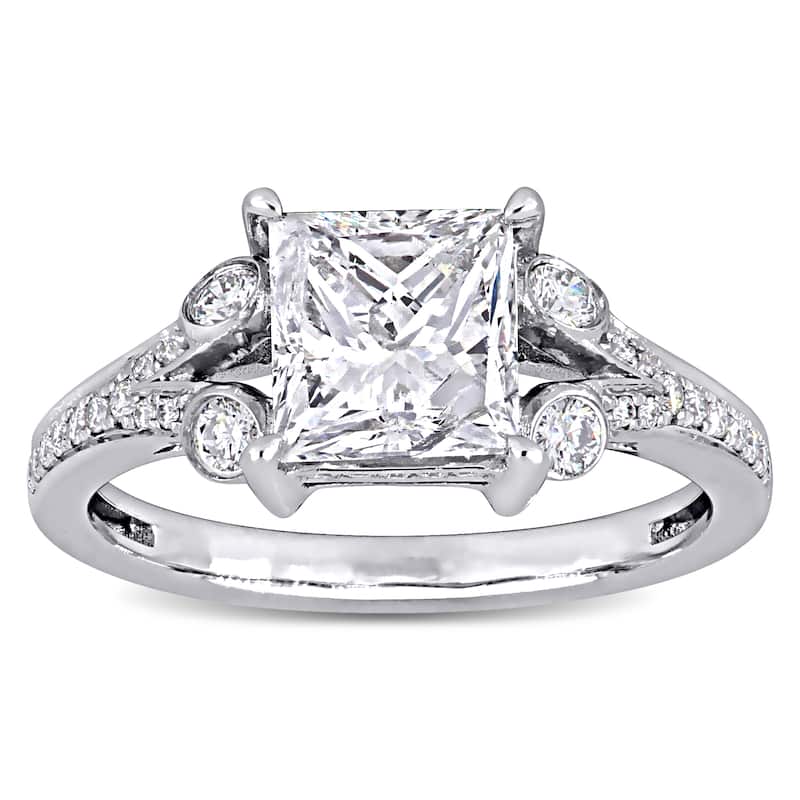 Miadora 2-3/8ct TDW Diamond Split Shank Engagement Ring in 14k White Gold