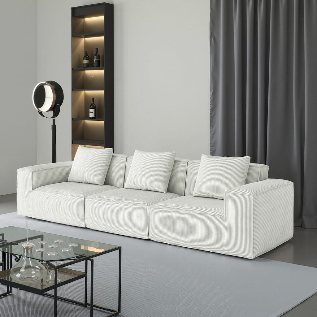 118"Corduroy Sectional Sofa