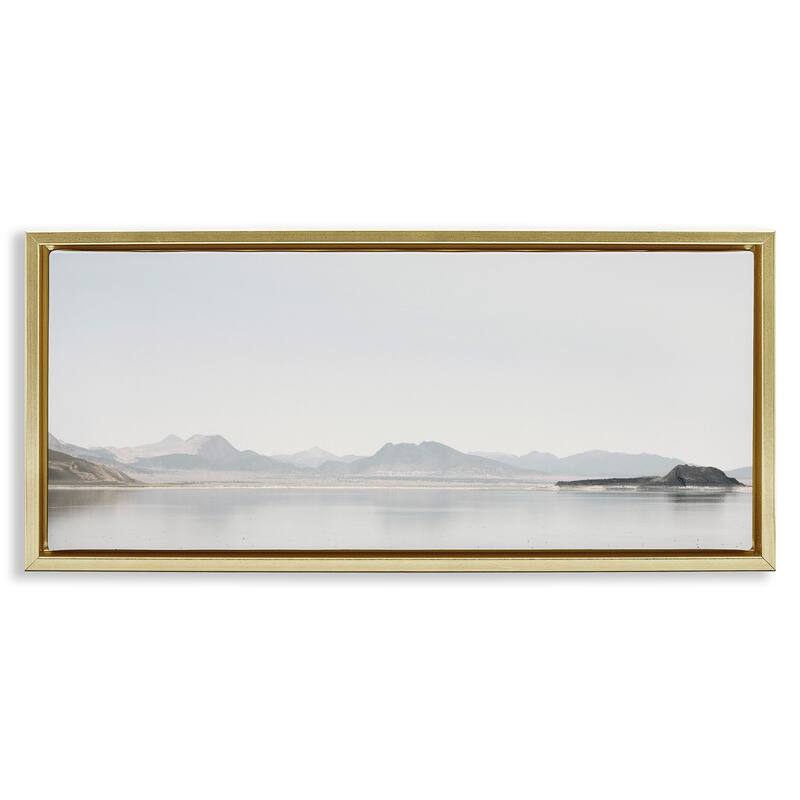 Stupell Misty Morning Mountain Framed Floater Canvas Wall Art Design By Gemma Bardot - 25 x 11 - Gold